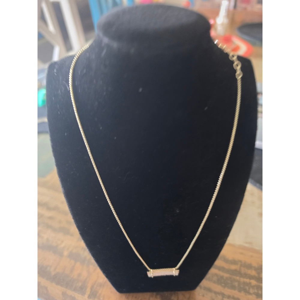 Kendra Scott Gold Tone Bar Necklace with Druzy Stone Inlay Adjustable Chain